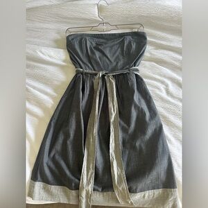 Gray strapless dress from Banana Republic.